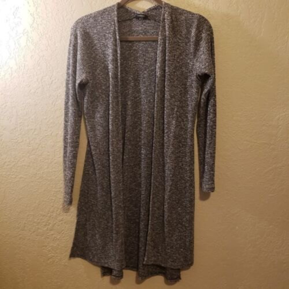 Ambiance Women's Marled Grey Long Sleeve Duster Cardigan Size Medium